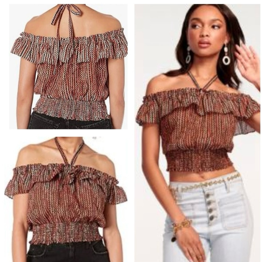 Ramy Brook Women's Striped Vance off the shoulder halter Sz  XS 🔥🔥